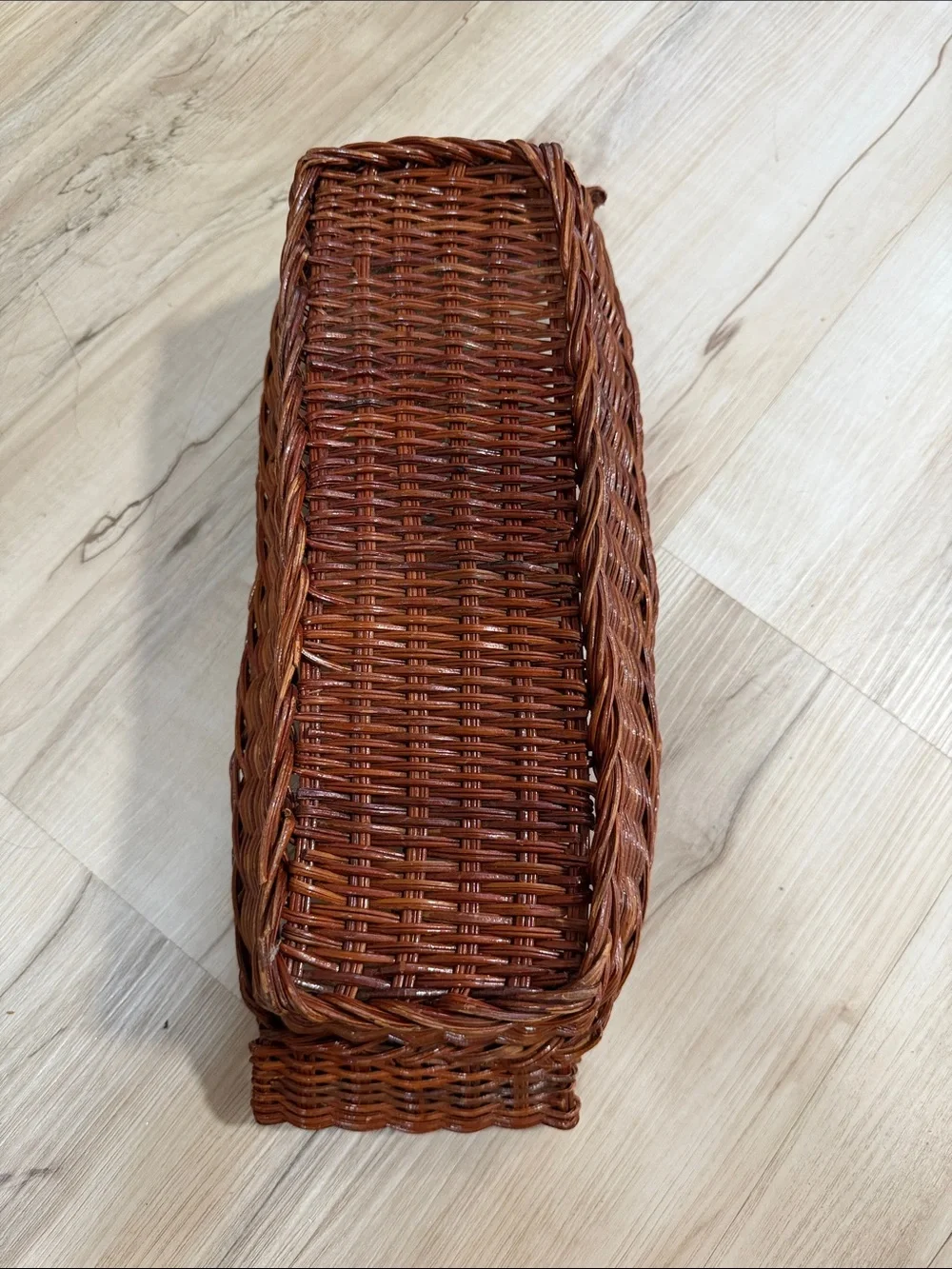 Vintage Wicker Basket Tray Long Rectangular Rustic Farmhouse Cottagecore Boho